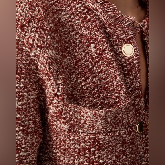 JCrew Cropped fringe-trim lady jacket in merlot. Size XS. Excellent condition! - Picture 4 of 7